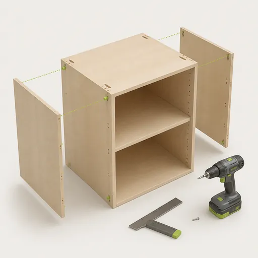 Isometric cabinet assembly and workshop tools