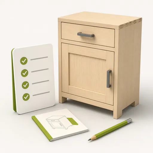 Isometric cabinet project with a getting-started checklist