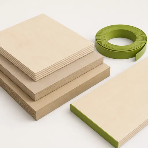 Stacked sheet materials with an edge-banding roll